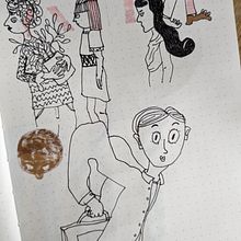 Sketches while watching the Sarah van Dongen course "sketchbook exercises". Traditional illustration project by Anna Garssen - 07.31.2023