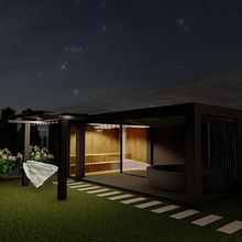 3D visualization of a single-family house in Mrokov. Een project van L, scaping y Architecturale visualisatie van Olga Gorchichko - 31.07.2023