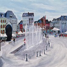 Mon projet du cours :  Peintures à la gouache de la Grand Place de Mons (Belgique). Projekt z dziedziny Trad, c, jna ilustracja, Sketching,  R, sunek,  Architektura,  Sztuki piękne i  Malarstwo użytkownika Kathy Lecocq - 01.08.2023