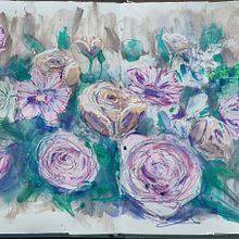 My project for course: Expressive Floral Painting with Acrylic Paint. Projekt z dziedziny  Sztuki piękne,  Malarstwo, Malarstwo akr, lowe, R i sunek botaniczn użytkownika Regina - 05.08.2023