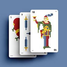 Diseño estilo “pixel-art” de baraja española de naipes. Traditional illustration, Product Design, and Game Design project by Manu Martín - 08.06.2023