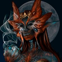 Moon Warrior - Character Design. Traditional illustration, Fine Arts, Painting, Drawing, Creativit, Game Design, Graphic Design, Digital Illustration, Portfolio Development, Concept Art, Artistic Drawing, Digital Drawing, and Digital Painting project by Vanessa Carrasco - 08.07.2023