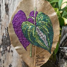 Folha bordada: Dioscorea dodecaneura. Un proyecto de Artesanía de Priscila Santos - 08.08.2023
