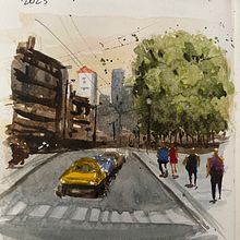 Il mio progetto del corso: Paesaggi urbani ad acquerello. Fine Arts, Watercolor Painting, and Architectural Illustration project by Stefano Bramato - 08.08.2023