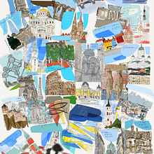 Colagem férias. Traditional illustration project by Elisabete Fiel - 08.08.2023