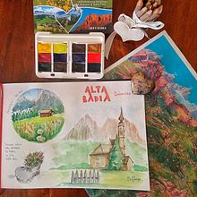 Il mio progetto del corso: Diario di viaggio ad acquerello. Un proyecto de Ilustración tradicional, Pintura a la acuarela, Ilustración arquitectónica y Sketchbook de sorelle_mason - 09.08.2023