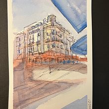 My project for course: Architectural Sketching with Watercolor and Ink. Sketching, Drawing, Watercolor Painting, Architectural Illustration, Sketchbook & Ink Illustration project by jess_cui - 08.10.2023