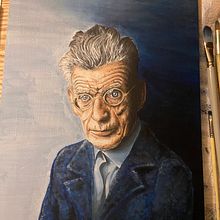 My project for course:  Realistic Oil Portraiture (portrait of Samuel Beckett). Fine Arts, Painting, and Oil Painting project by James Eddleston - 08.02.2023