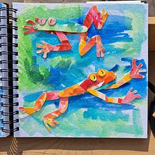 Watercolor Collage - Frogs. Watercolor Painting, and Collage project by Callie Wheeler - 08.15.2023
