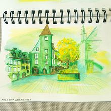 My project for course: Modern Urban Sketching Techniques with Mixed Media. Traditional illustration, Painting, Architectural Illustration & Ink Illustration project by Marie Deval - 08.15.2023