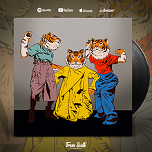 Arte de tapa para el disco Seremos Primavera en vivo en La Ballena Azul de Eruca Sativa - 2022. Un progetto di Design, Illustrazione tradizionale, Pubblicità, Musica e Direzione artistica di Anto Capriotti - 18.08.2023