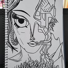 Desenhos de rostos com lápis 6b e caneta esferogáfica. Traditional illustration project by danielewski_arte - 08.18.2023