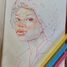 Il mio progetto del corso: Ritratti vivaci con matite colorate. Drawing, Portrait Drawing, Sketchbook, and Colored Pencil Drawing project by Erika - 08.19.2023