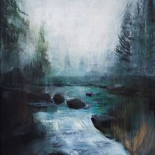 The Stream of Life - painting on canvas, water theme. Un proyecto de Pintura de Klaudia Więcko - 15.04.2022