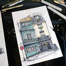 My project for course: Expressive Architectural Sketching with Colored Markers. Un progetto di Bozzetti, Disegno, Illustrazione architettonica, Sketchbook e Illustrazione con inchiostro di Lidiia Vatslaviv - 13.02.2023