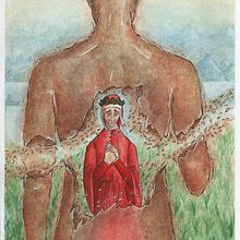 "Ohi ombre vane, fuor che ne l'aspetto! tre volte dietro a lei le mani avvinsi, e tante mi tornai con esse al petto...". Traditional illustration, Colored Pencil Drawing, Fine Arts, and Watercolor Painting project by Martina Scolieri - 08.21.2023