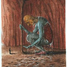 "Dentro dal monte sta dritto un gran veglio..." Divina Commedia, Dante Alighieri. Inferno, canto XIV, vv.103-110. Traditional illustration, Fine Arts, Watercolor Painting, and Colored Pencil Drawing project by Martina Scolieri - 08.21.2023