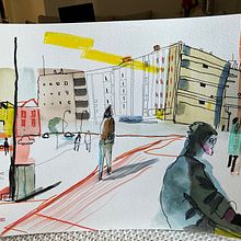 My project for course: Urban Sketching: Capture Your City in Motion. Projekt z dziedziny Tradycyjna ilustracja, Sketching,  Rysunek, Malowanie akwarelą,  Rysunek architektoniczny i Sketchbook użytkownika haydarkir - 22.08.2023