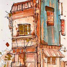 Mi proyecto del curso: Dibujo arquitectónico expresivo con marcadores de colores. Sketching, Drawing, Architectural Illustration, Sketchbook & Ink Illustration project by alberto_dragon - 08.22.2023