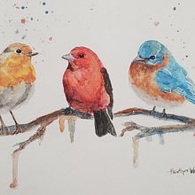 My project for course: Artistic Watercolor Techniques for Illustrating Birds. Un proyecto de Ilustración tradicional, Pintura a la acuarela, Dibujo realista e Ilustración naturalista				 de Heather Wright - 21.08.2023