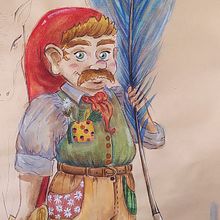 Lo Gnomo_ ispirandomi a "Il maestro e gli gnomi" di Eleonora Renda. Watercolor Painting, Colored Pencil Drawing, Traditional illustration, and Fine Arts project by Martina Scolieri - 08.23.2023