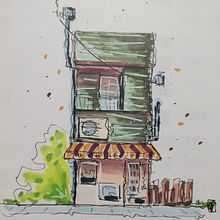 Mon projet du cours : Esquisses d'architecture expressives aux feutres de couleur. Un progetto di Bozzetti, Disegno, Illustrazione architettonica, Sketchbook e Illustrazione con inchiostro di Adeline - 21.08.2023