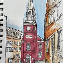 Old North Church - Boston Massachusetts. Architecture, and Sketching project by Larry - 08.26.2023