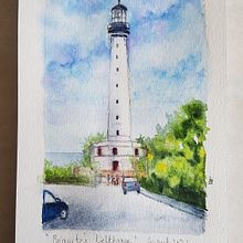 Phare de Biarritz. Carnet de croquis aquarelle. Cours de Timo Bechert.. Un proyecto de Pintura a la acuarela de ariane_gaffuri - 28.08.2023