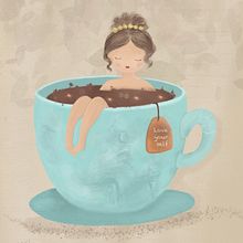 Emily resting in the cup of tea. Un proyecto de Ilustración tradicional y Dibujo de Loran Osman - 25.08.2023