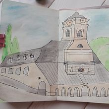 My project for course: Architectural Sketching with Watercolor and Ink. Een project van  Schetsen,  Tekening, Aquarelschilderen,  Architecturale illustratie, Sketchbook y  Illustratie met inkt van Nina Šarišská - 01.08.2023