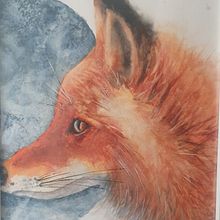 Fox with moon. Un progetto di Pittura ad acquerello di allycarr66 - 29.08.2023