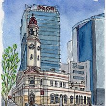 North Sydney post office. Traditional illustration, and Watercolor Painting project by Ian Macfarlane - 08.30.2023