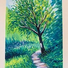 Mon projet du cours : Initiation à la peinture de paysages à la gouache. Projekt z dziedziny  Sztuki piękne,  Malarstwo, Ilustracja naturalist, czna i Malowanie gwaszami użytkownika Monique Métivier - 30.08.2023