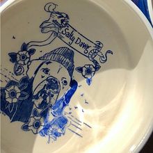 Photo Emulsion Silk Screen Design on Hand Thrown Ceramic Bowls. Character Design, Screen Printing, and Ceramics project by Danna Ritter - 08.28.2023