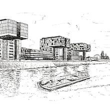 Mein Abschlussprojekt für den Kurs: Urbane Architekturskizzen mit Tusche. Traditional illustration, Sketching, Drawing, Architectural Illustration & Ink Illustration project by Mechthild Hendricks - 08.31.2023
