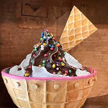 Ice Cream Sundae Cardboard and Collage Sculpture. Sculpture, Art Direction, and 3D project by AnDee Lumsden - 09.07.2023