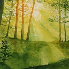 Mój projekt z kursu: Oniryczne pejzaże akwarelą: maluj światłem. Un proyecto de Pintura y Pintura a la acuarela de justyna_marcel - 08.09.2023