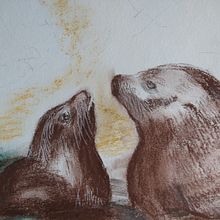 Do Mar, os leões.. Ilustração tradicional, Pintura, e Sketchbook projeto de Solange Zanoni - 08.09.2023