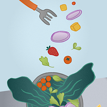 Ensalada animada. Traditional illustration, Infographics, Vector Illustration, Drawing, Digital Illustration, Digital Painting, Sketchbook, Ink Illustration, and Naturalistic Illustration project by Antía Piñeiro Añón - 09.09.2023