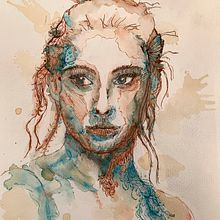 Mein Abschlussprojekt für den Kurs: Experimentelle Porträts mit Tinte, Tee und Alkohol. Un projet de Illustration à l'encre, Dessin, Beaux Arts , et Peinture de rheanoakes - 12.09.2023