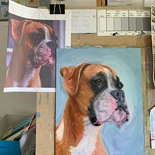 Mon projet du cours : Portraits d'animaux de compagnie à la peinture à l'huile. Fine Arts, Painting, Oil Painting, and Naturalistic Illustration project by danielleparent - 09.13.2023