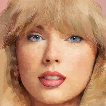 Retrato Tipográfico, Taylor Swift. Design gráfico e Ilustração digital projeto de Mariana Dávila - 14.09.2023