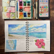 My project for course: Watercolor Travel Journal. Projekt z dziedziny Trad, c, jna ilustracja, Malowanie akwarelą,  R, sunek architektoniczn i Sketchbook użytkownika Margie Forestier - 14.09.2023