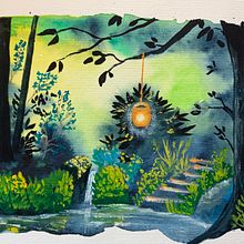 My project for course: Fantasy Landscapes with Watercolor & Gouache. Fine Arts, Painting, Watercolor Painting, Naturalistic Illustration, and Gouache Painting project by patricia555 - 09.16.2023