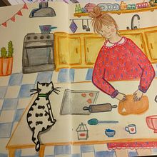 This is Alicia and Noodles on a lazy Sunday day. Un progetto di Illustrazione tradizionale, Character design, Disegno e Sketchbook di Sophia Correia - 17.09.2023
