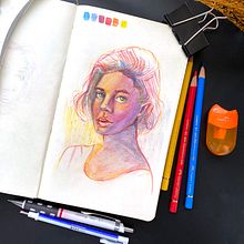 My project for course: Vibrant Portrait Drawing with Colored Pencils. Projekt z dziedziny  R, sunek, Portret, Sketchbook, R i sowanie kredkami użytkownika Mahdi Ahmed - 16.09.2023