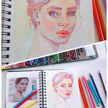 Mon projet du cours : Dessin de portraits expressifs aux crayons de couleur . Drawing, Portrait Drawing, Sketchbook, and Colored Pencil Drawing project by mirmidia - 09.22.2023