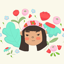 Meu projeto do curso: Retrato ilustrado com elementos botânicos. Un proyecto de Ilustración tradicional, Ilustración digital, Ilustración botánica y Dibujo digital de Ivania Barroso - 22.09.2023