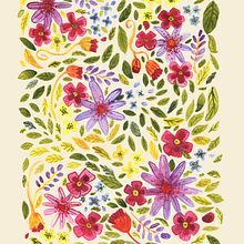 Vibrant Floral Patterns with Watercolors. Projekt z dziedziny Trad, c, jna ilustracja, Pattern design, Malowanie akwarelą, R i sunek botaniczn użytkownika Emma Bengtsson - 19.12.2023