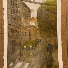 My project for course: Urban Landscapes in Watercolor. Un proyecto de Bellas Artes, Pintura a la acuarela e Ilustración arquitectónica de Jason Kim - 26.09.2023